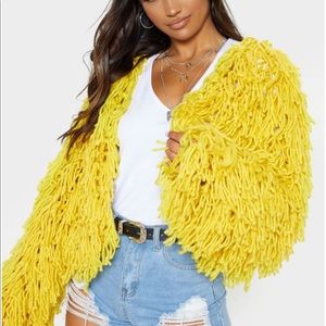 Mustard Color Shaggy Coat- Pretty Little Thing